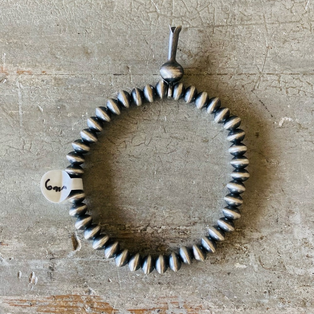 SOLD ♥️ Navajo ♥️ Preston Haley Sterling Silver 6mm Handmade Pearls Bracelet - Picture 6 of 11